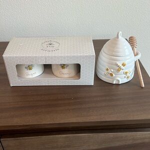 Bee Themed Honey Pot and Cream and Sugar Pots